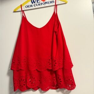 Francesca's Collections Red layered tank top with scalloped detail